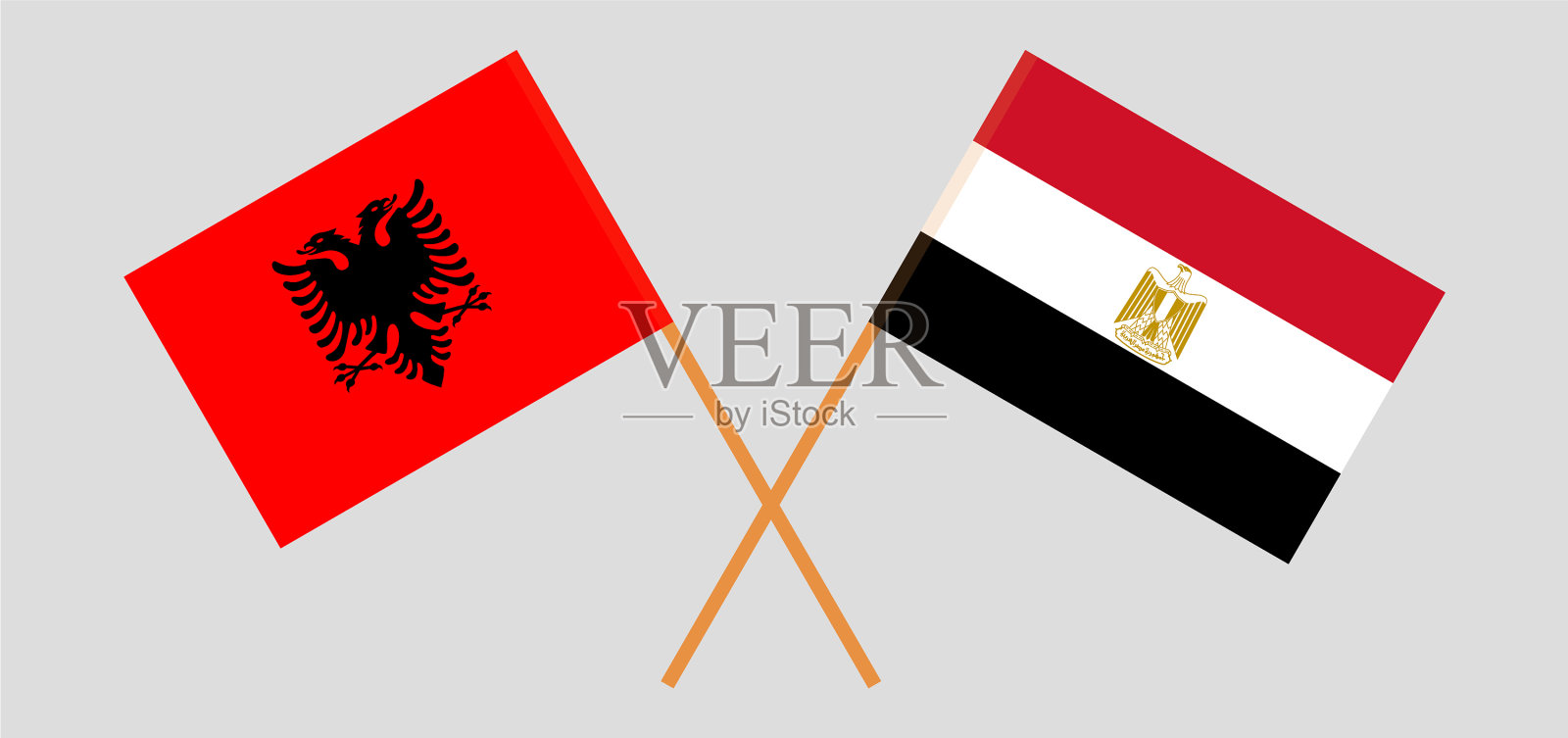 埃及和阿尔巴尼亚的国旗插画图片素材