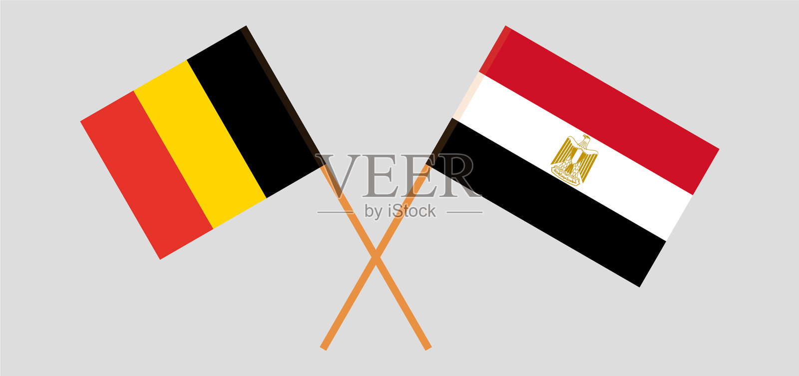 跨越了埃及和比利时的旗帜插画图片素材