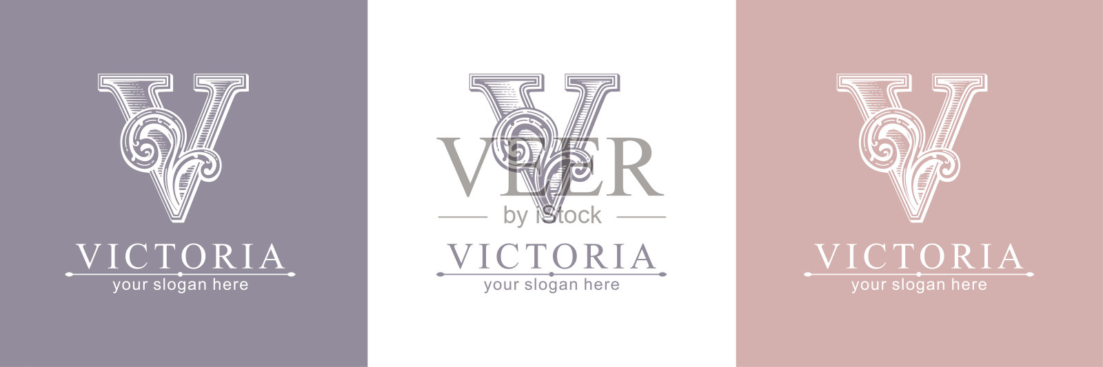 字母V标志模板。字母组合，精致的花卉设计。个人标志。矢量设计。插画图片素材