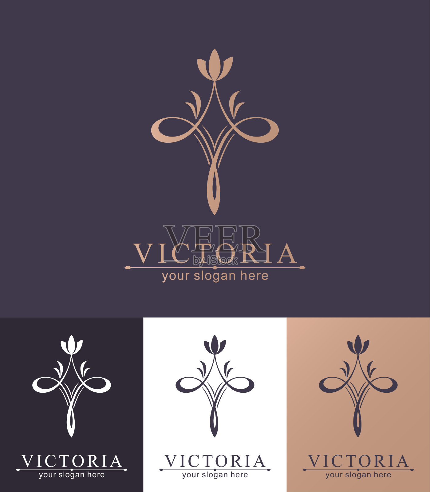 字母V标志模板。字母组合，精致的花卉设计。个人标志。矢量设计。插画图片素材