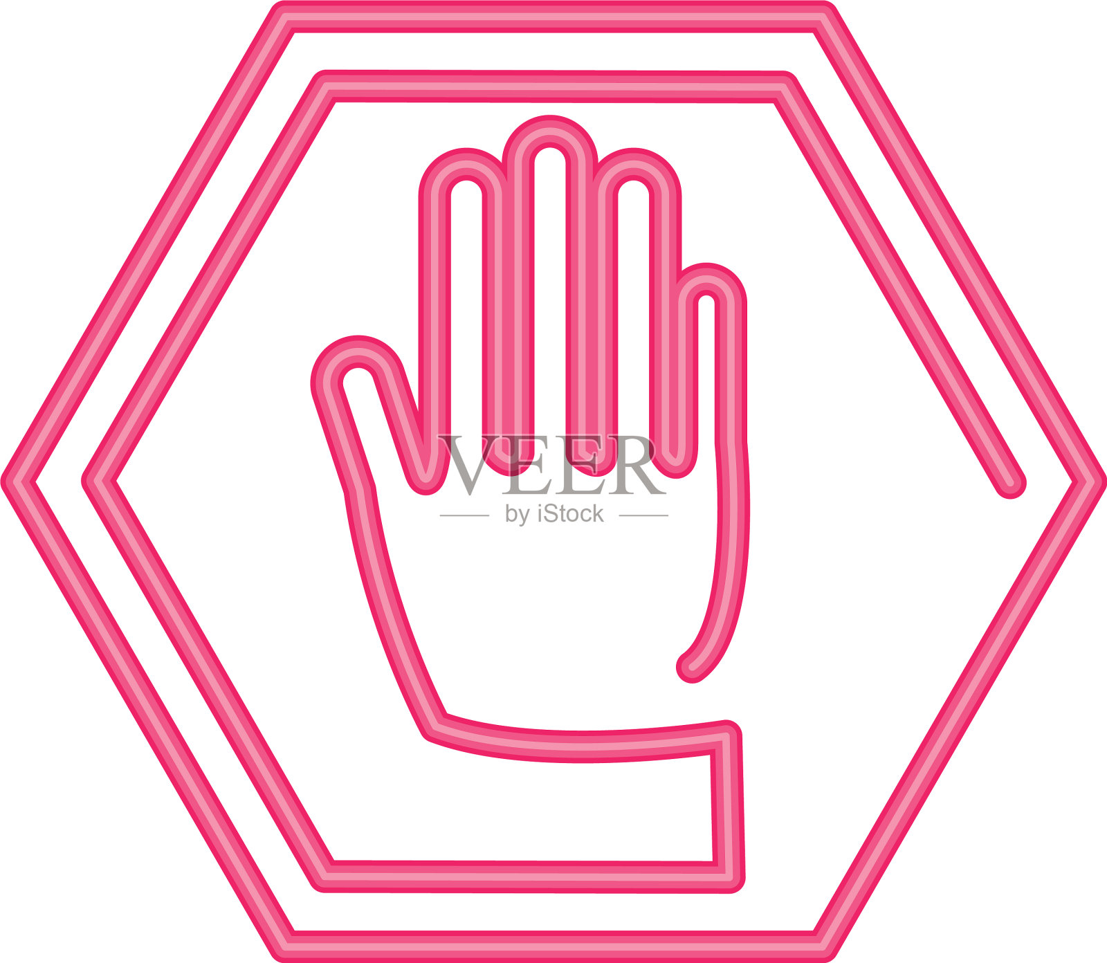 手显示五个手指停止霓虹灯图标上图标素材