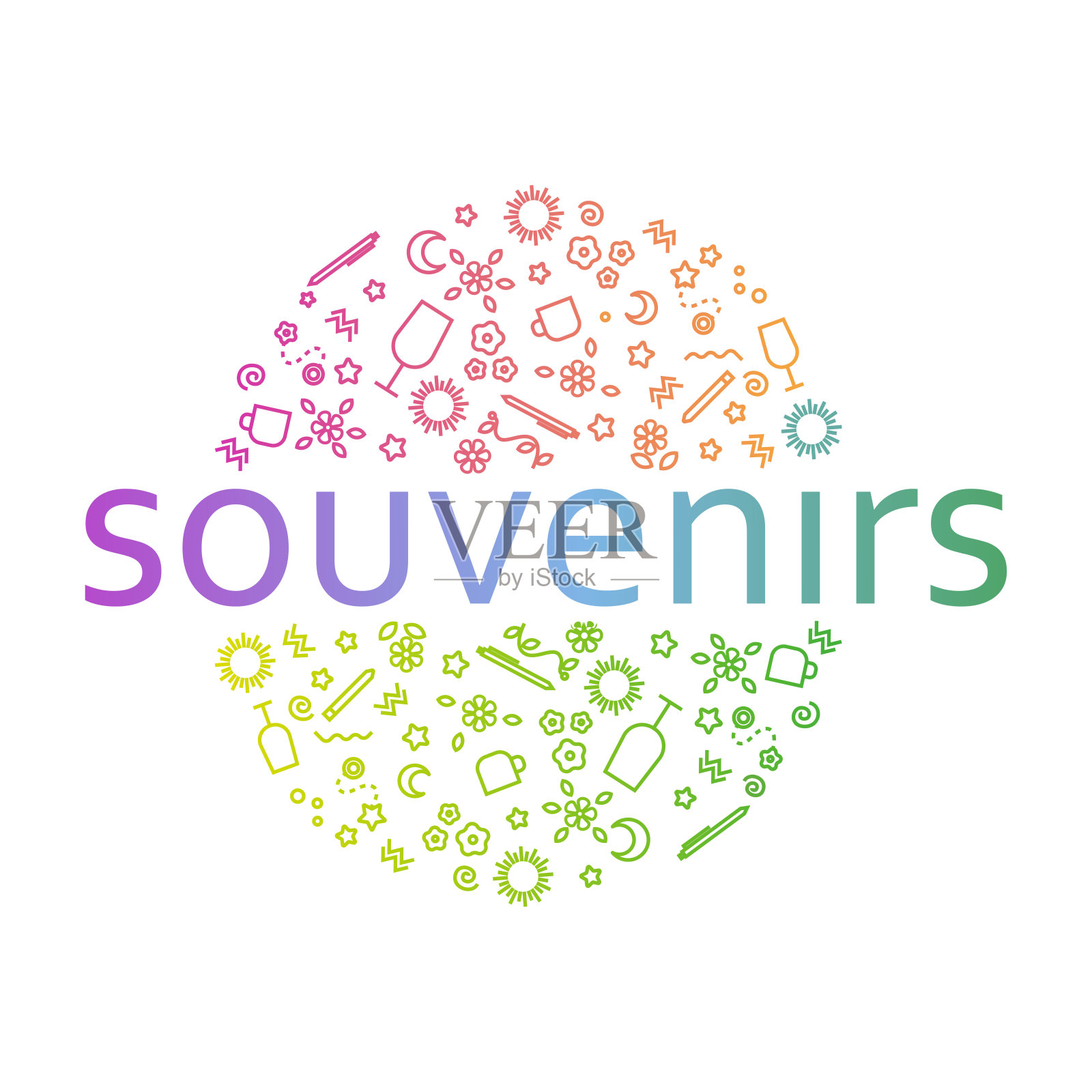 纪念品涂鸦抽象插图孤立在透明的背景。插画图片素材