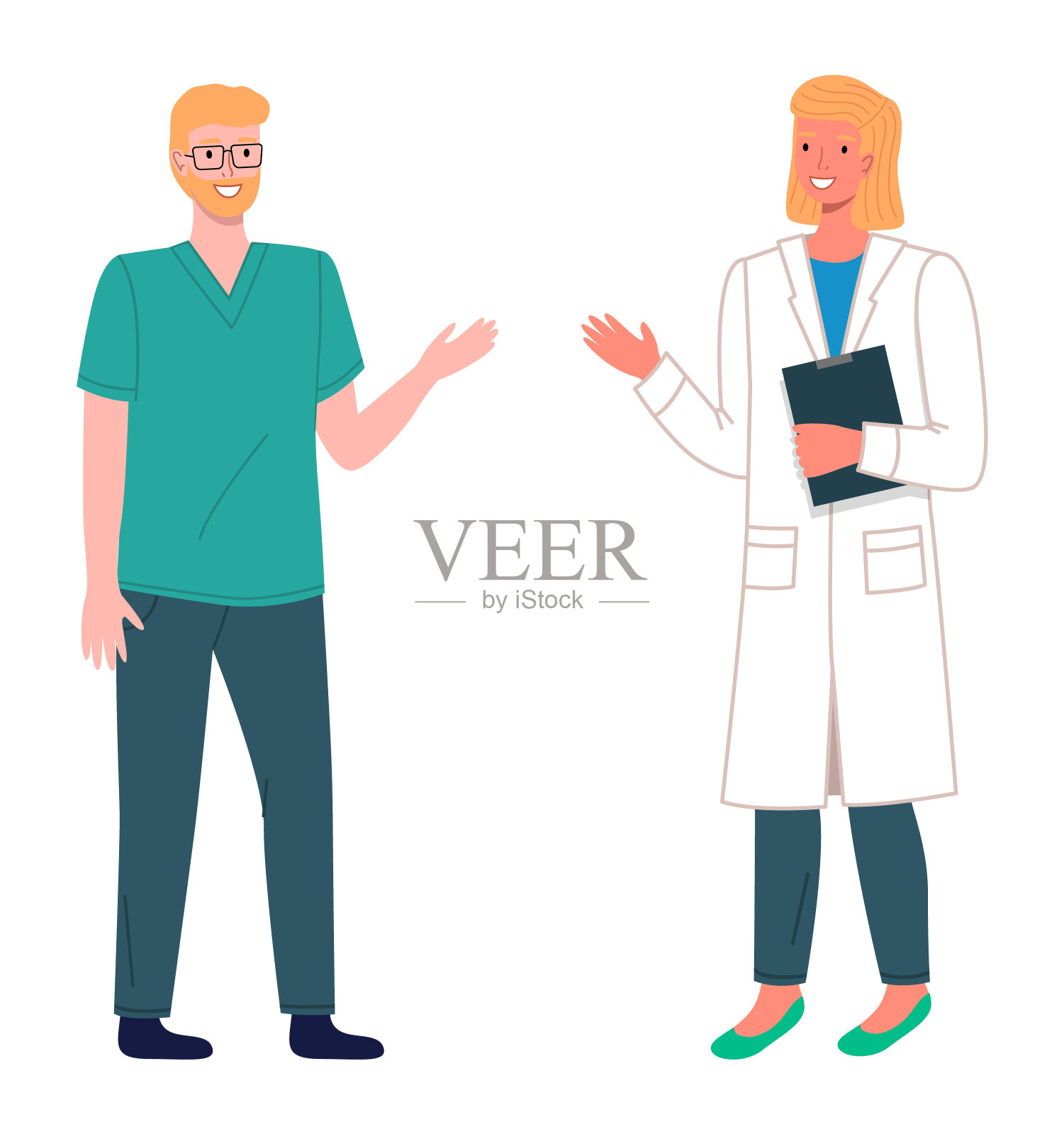 医生、医务人员、保健医学理念、女医生带夹板、兽医插画图片素材