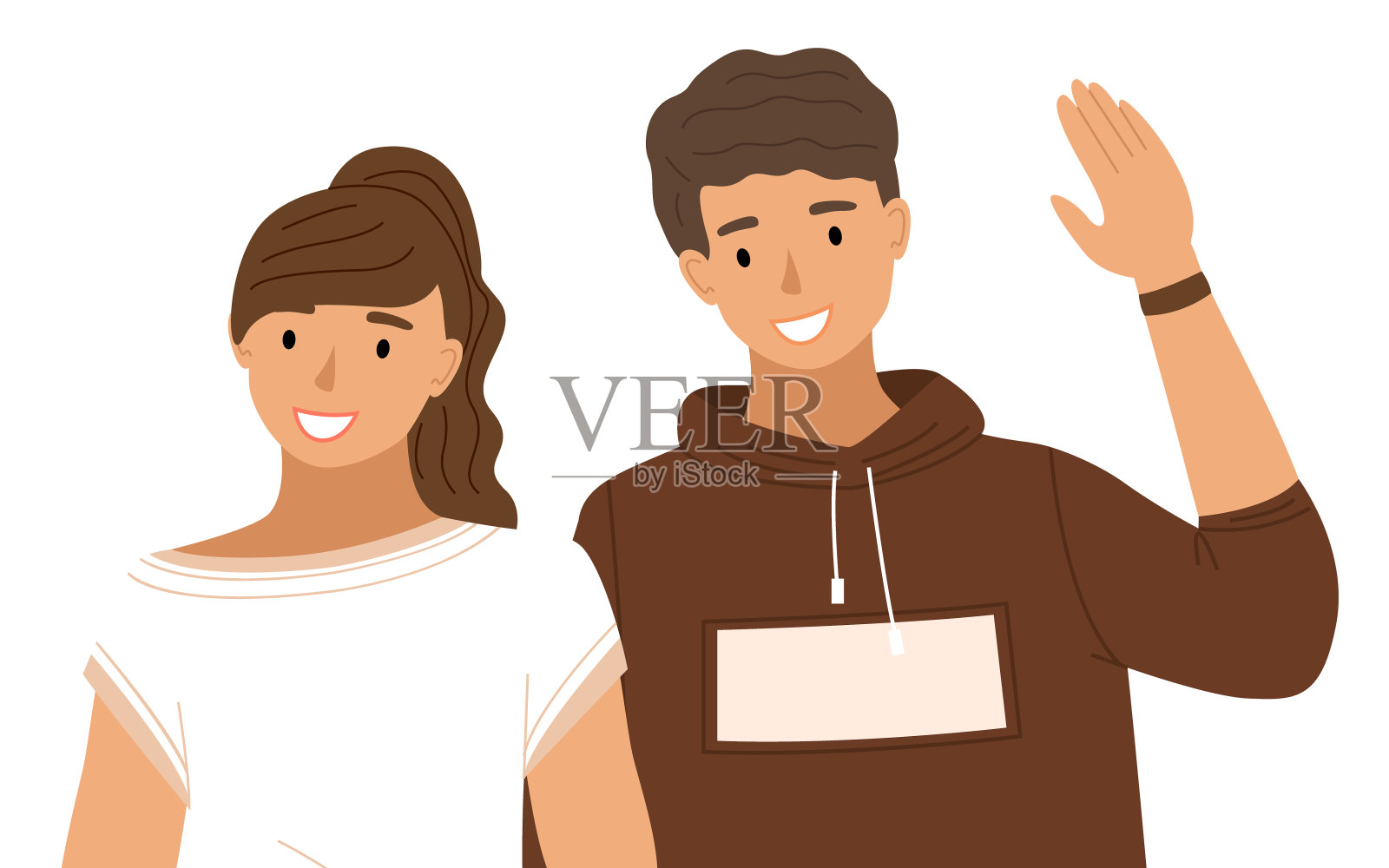 穿着便服的年轻人孤立在白色背景下。朋友，男女，相爱的情侣插画图片素材