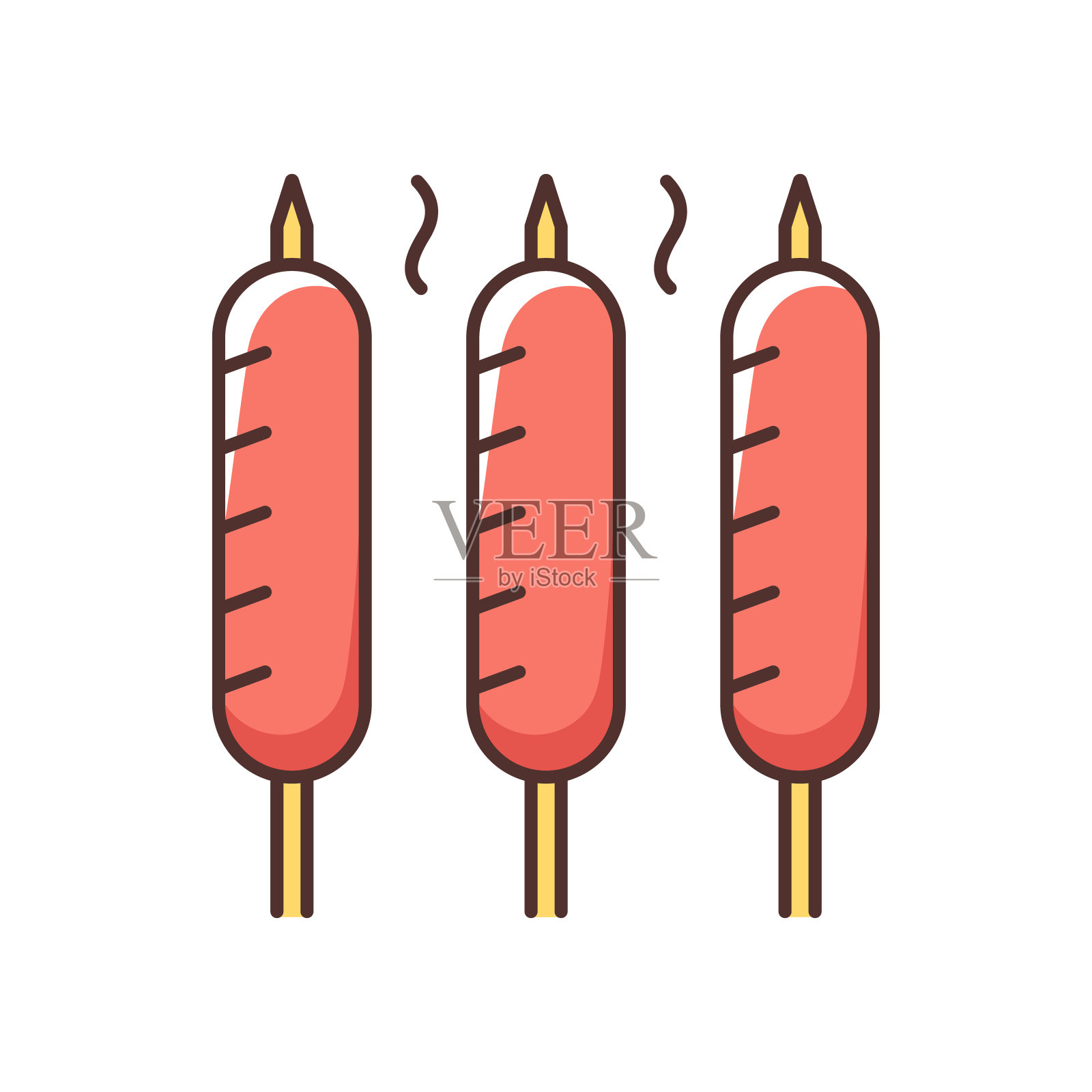 烤香肠RGB颜色图标插画图片素材