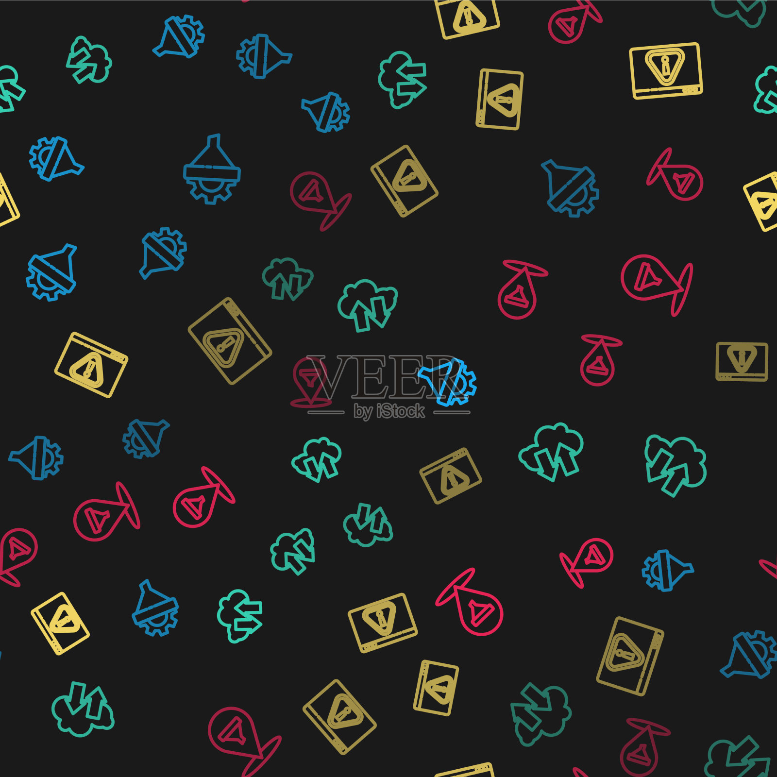 集线上销售漏斗与齿轮云下载图标素材