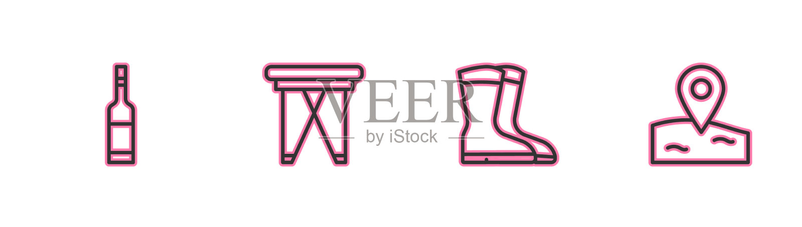 套线瓶伏特加鱼靴折叠图标素材