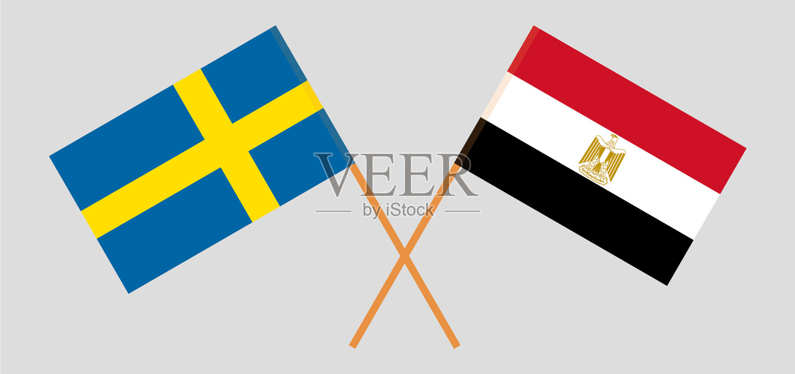 埃及和瑞典国旗交叉插画图片素材