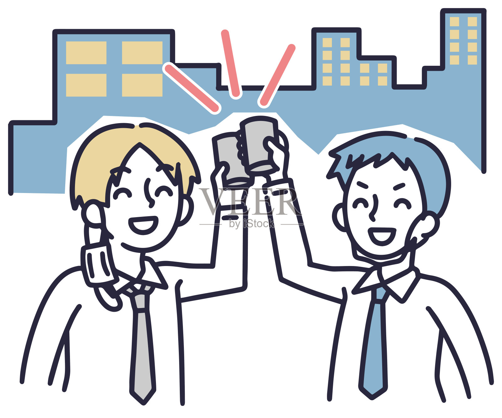 男人在街上喝酒的简单插图插画图片素材