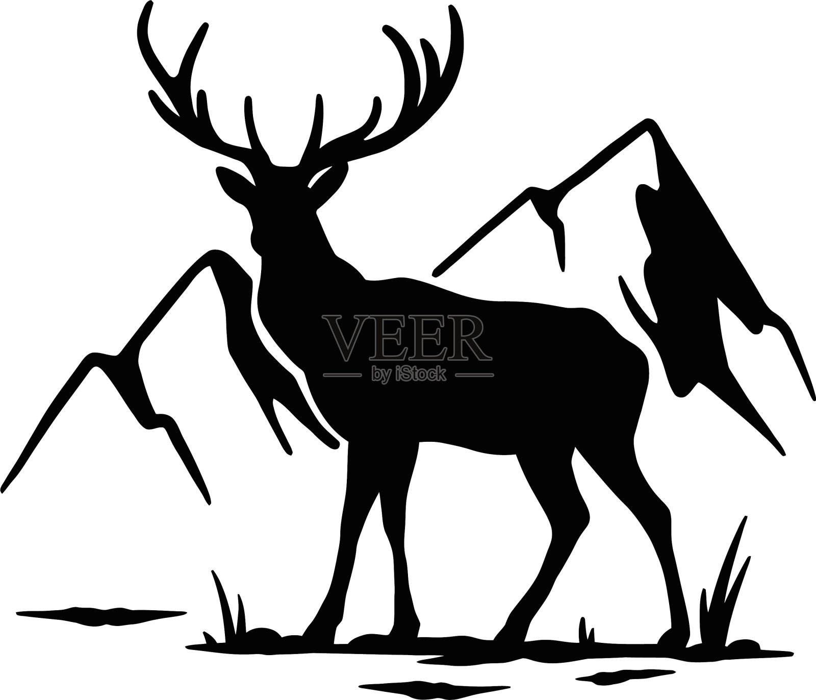雄角鹿-山地景观野生动物设计元素图片