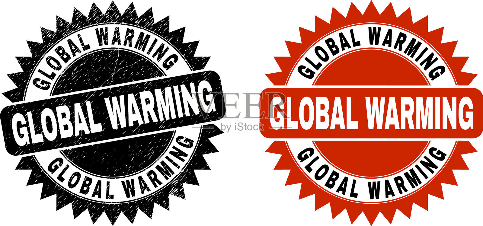 全球变暖黑色玫瑰印章与垃圾插画图片素材