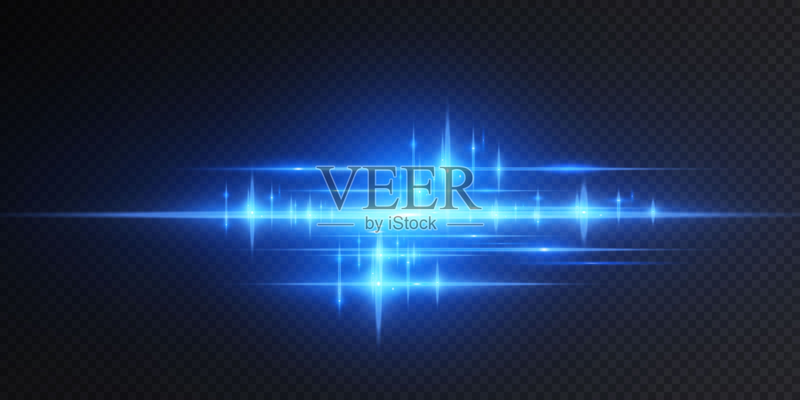 一套霓虹或蓝光辉光耀斑星的效果插画图片素材