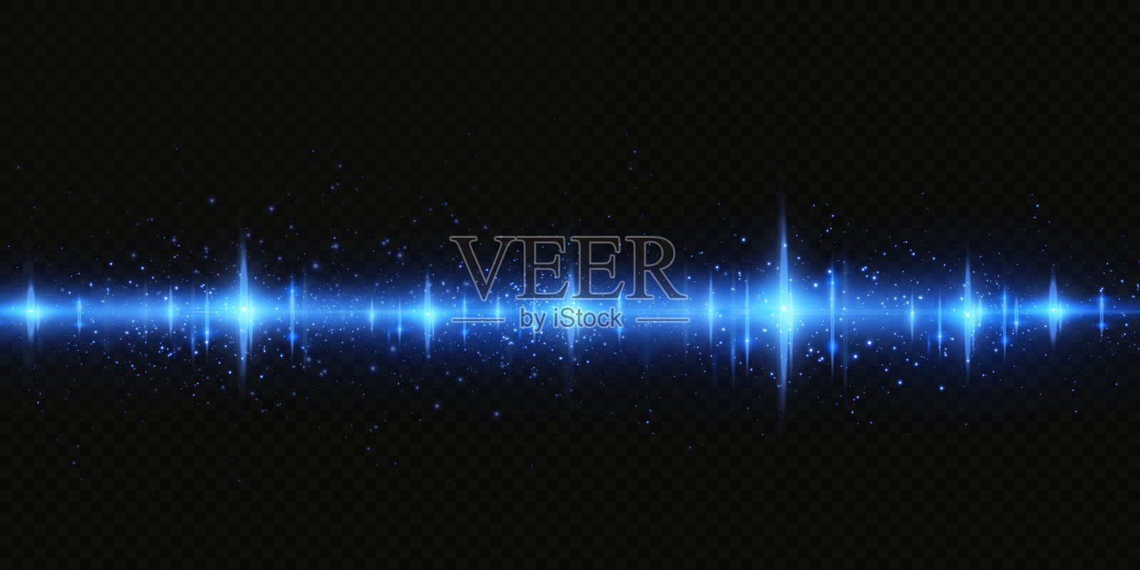 一套霓虹或蓝光辉光耀斑星的效果插画图片素材