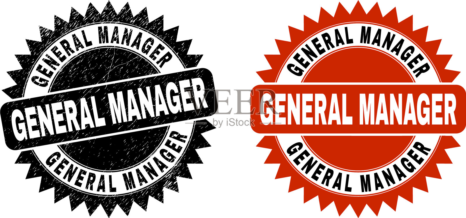 总经理用黑色玫瑰形印章印章插画图片素材