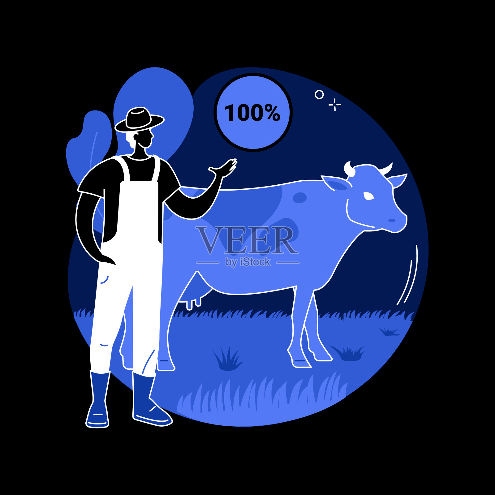 草饲牛肉抽象概念矢量插图。插画图片素材