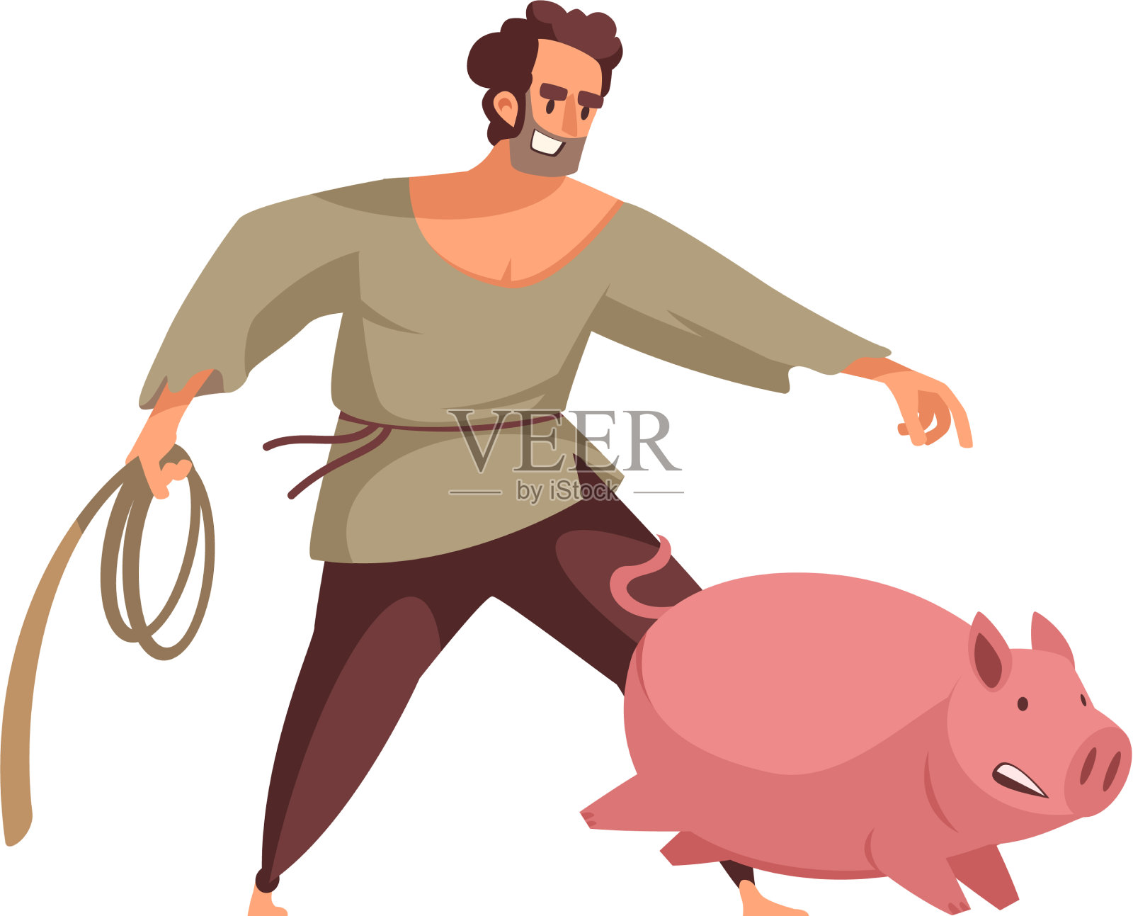 卡通中世纪的农民设计元素图片