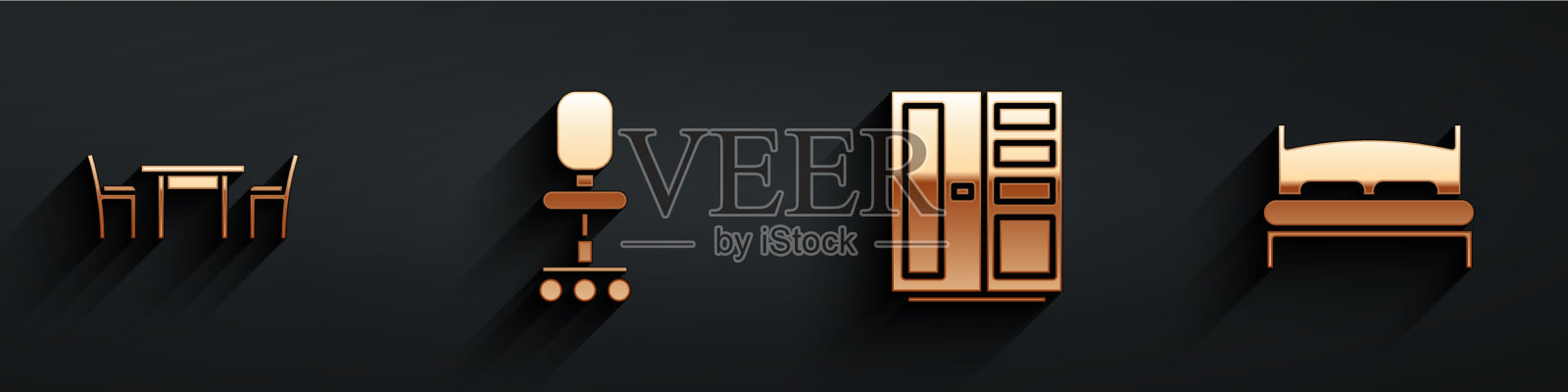 木桌配办公椅图标素材