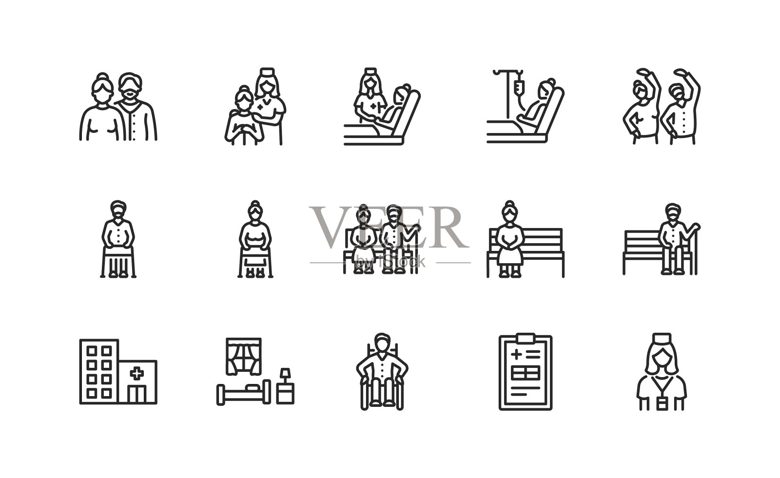 老年人和残疾人的图标设置为平线图标素材