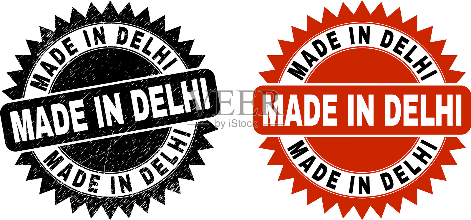 德里制造的黑色玫瑰花形邮票插画图片素材