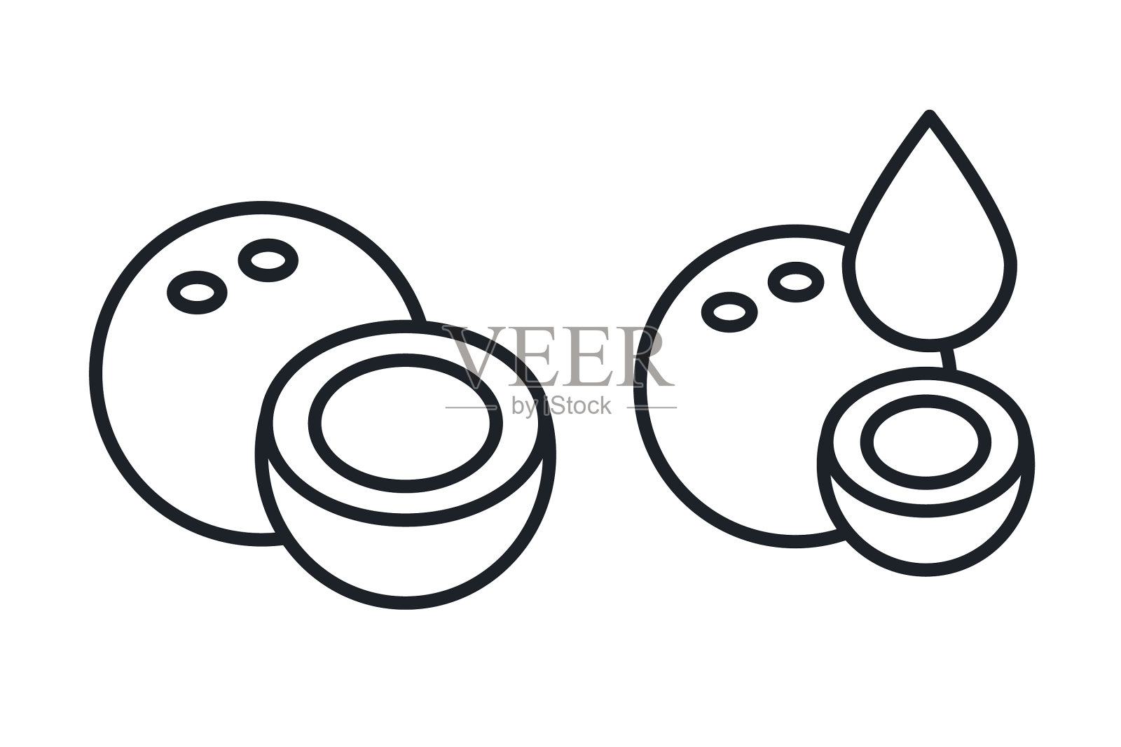 椰子和椰奶的图标线性图标图标素材