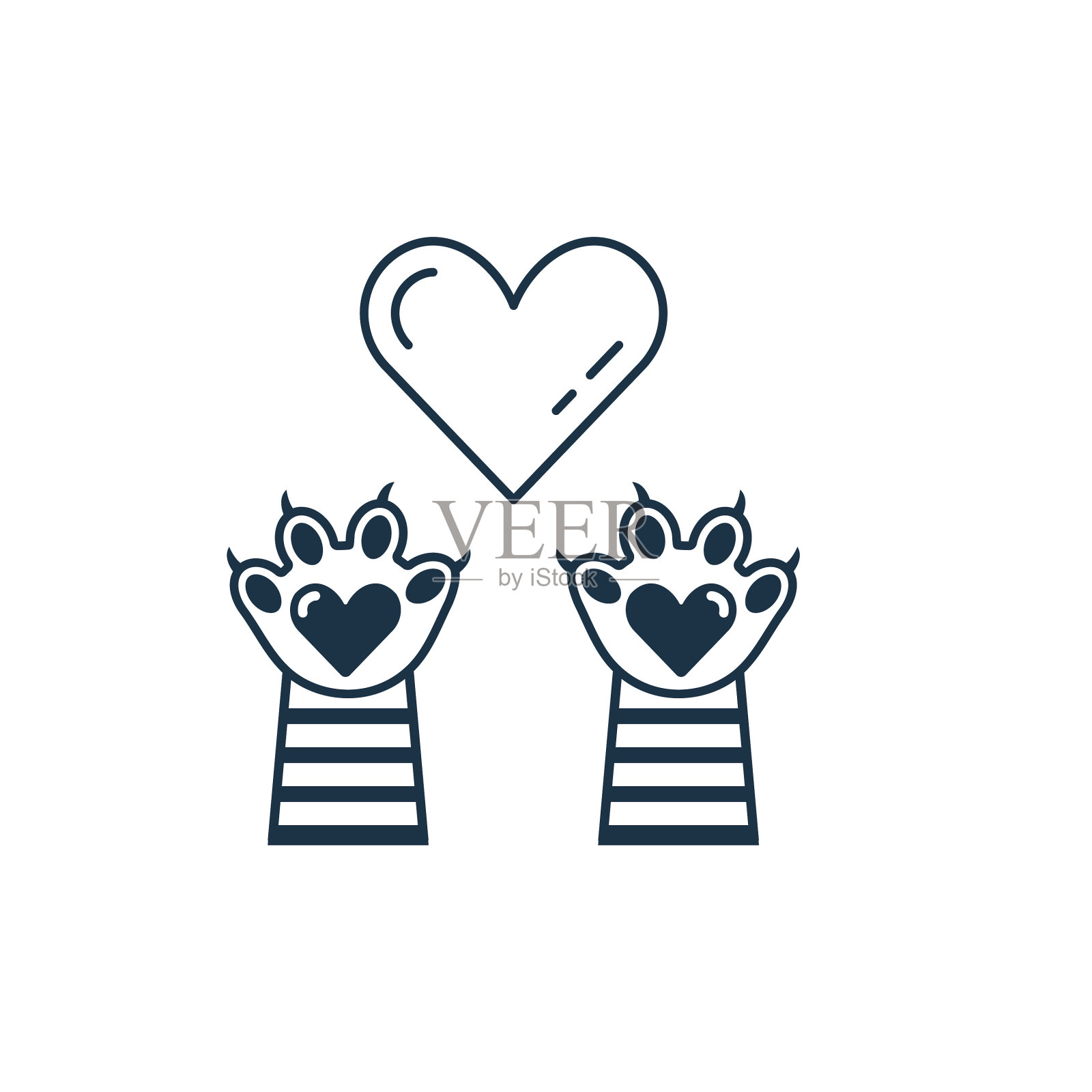 有猫爪子的情人节偶像插画图片素材