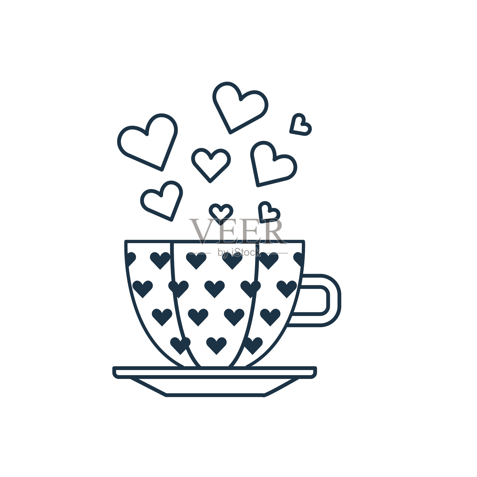 浪漫的杯心线艺术图标插画图片素材