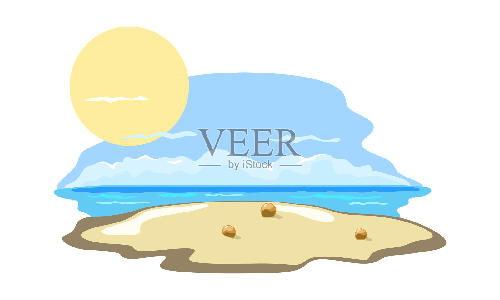 卡通荒岛景观设计元素图片