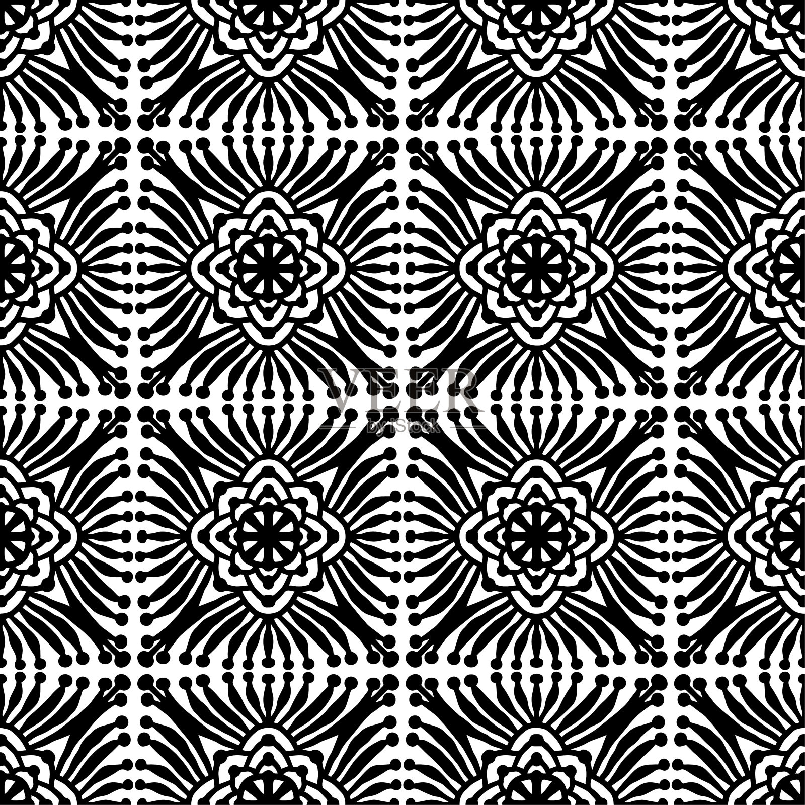 在白色背景上画花的抽象无缝模式插画图片素材