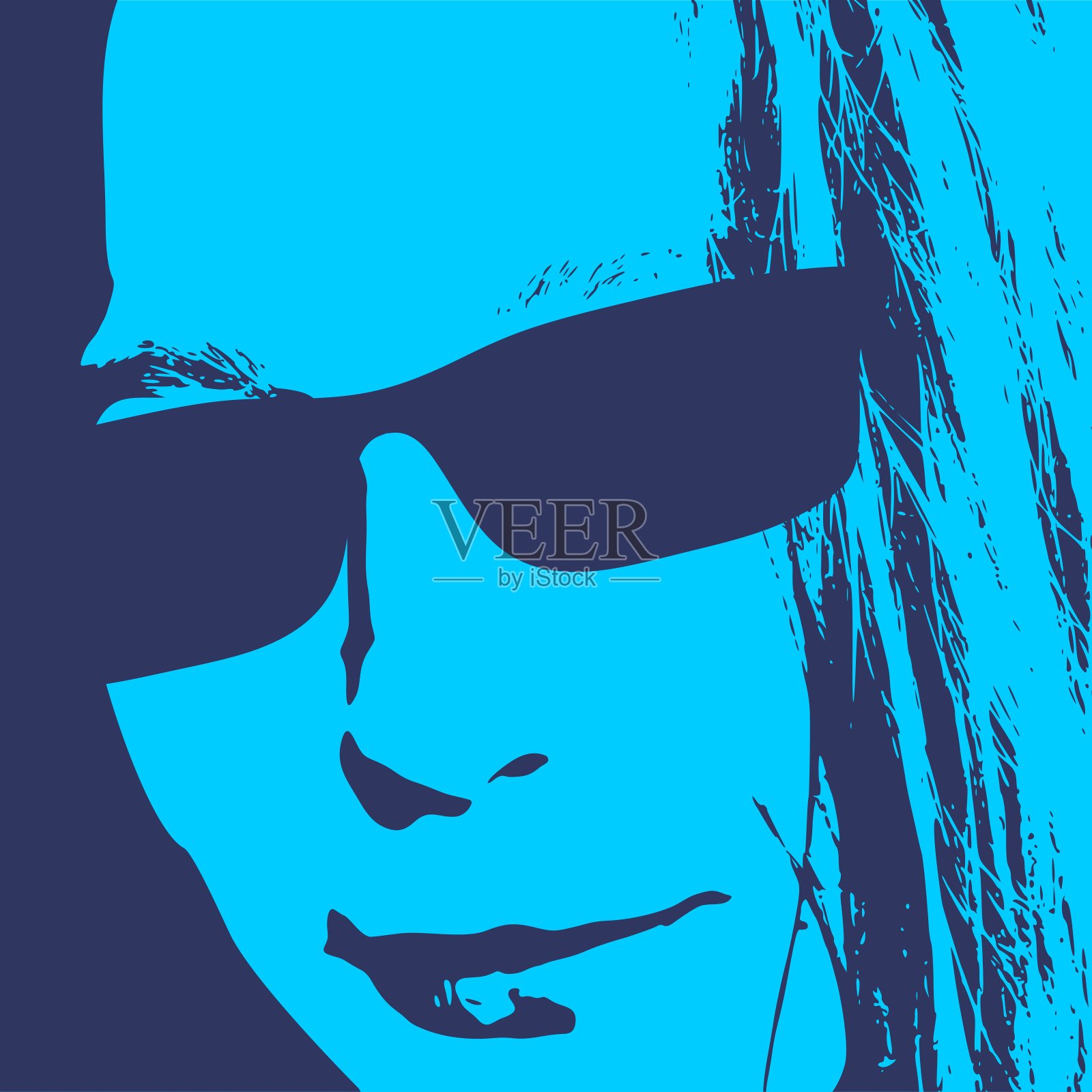 一个女性头部的剪影。美丽和时尚插画图片素材