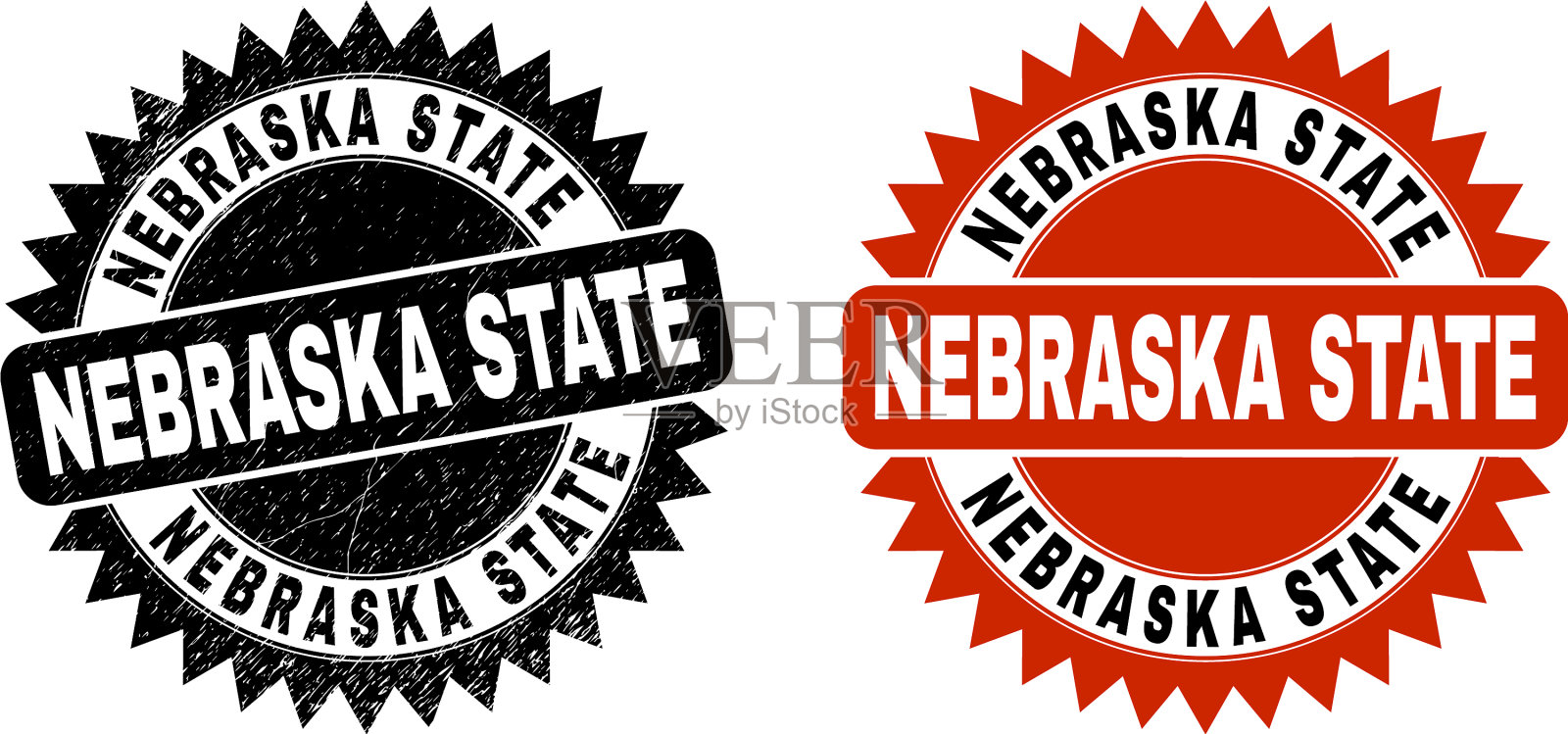内布拉斯加州黑色玫瑰形印章插画图片素材