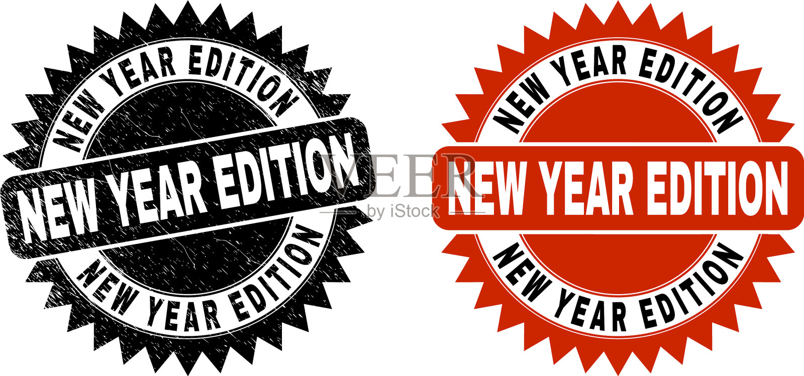 新年版黑玫瑰形邮票印章附设计元素图片