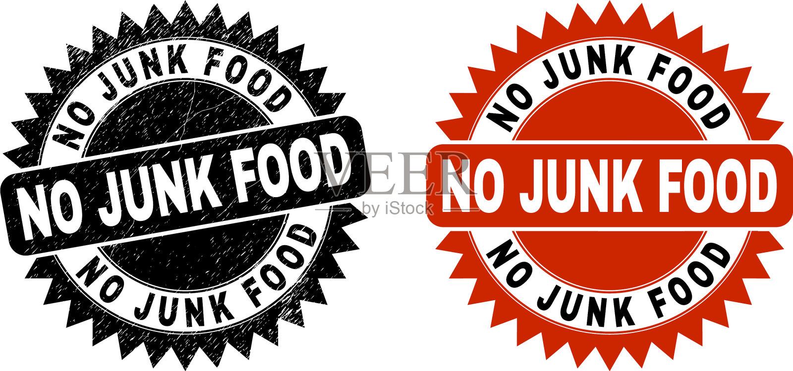 没有垃圾食品黑色玫瑰形印章印章与垃圾插画图片素材