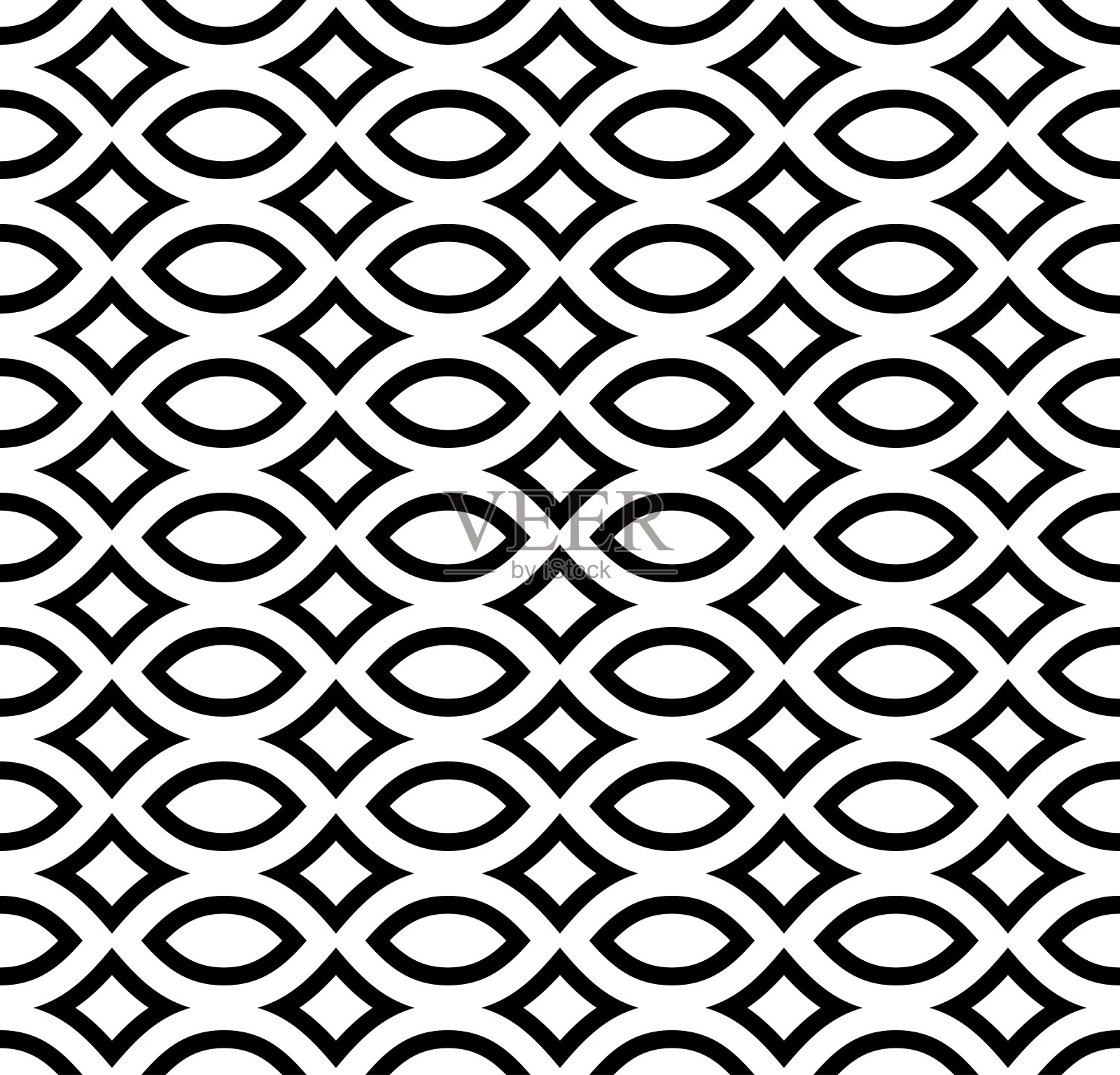 矢量单色无缝图案，黑白马赛克插画图片素材