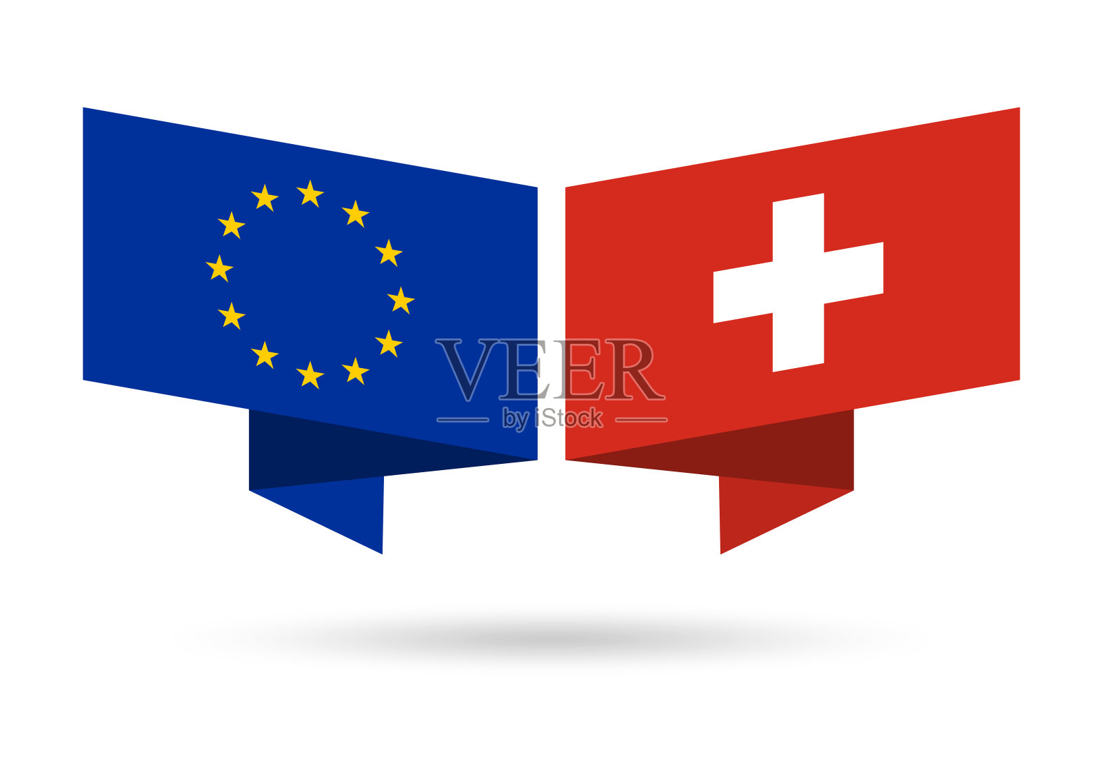 欧盟和瑞士国旗。欧盟和瑞士的国家象征。矢量插图。插画图片素材