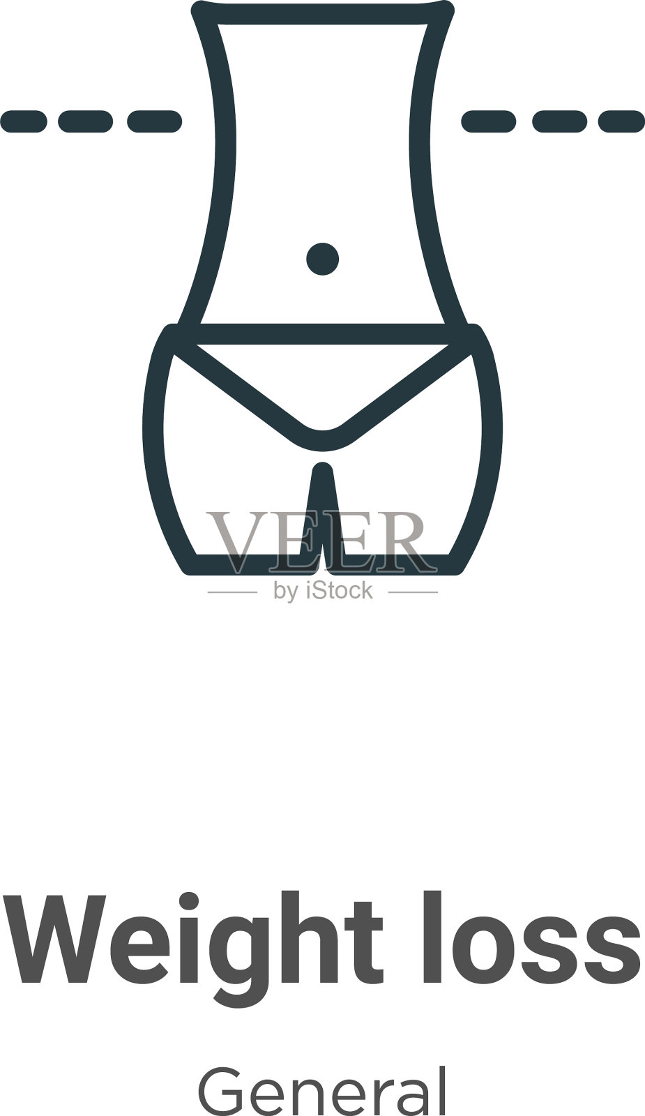 减肥轮廓图标细线黑色的重量插画图片素材