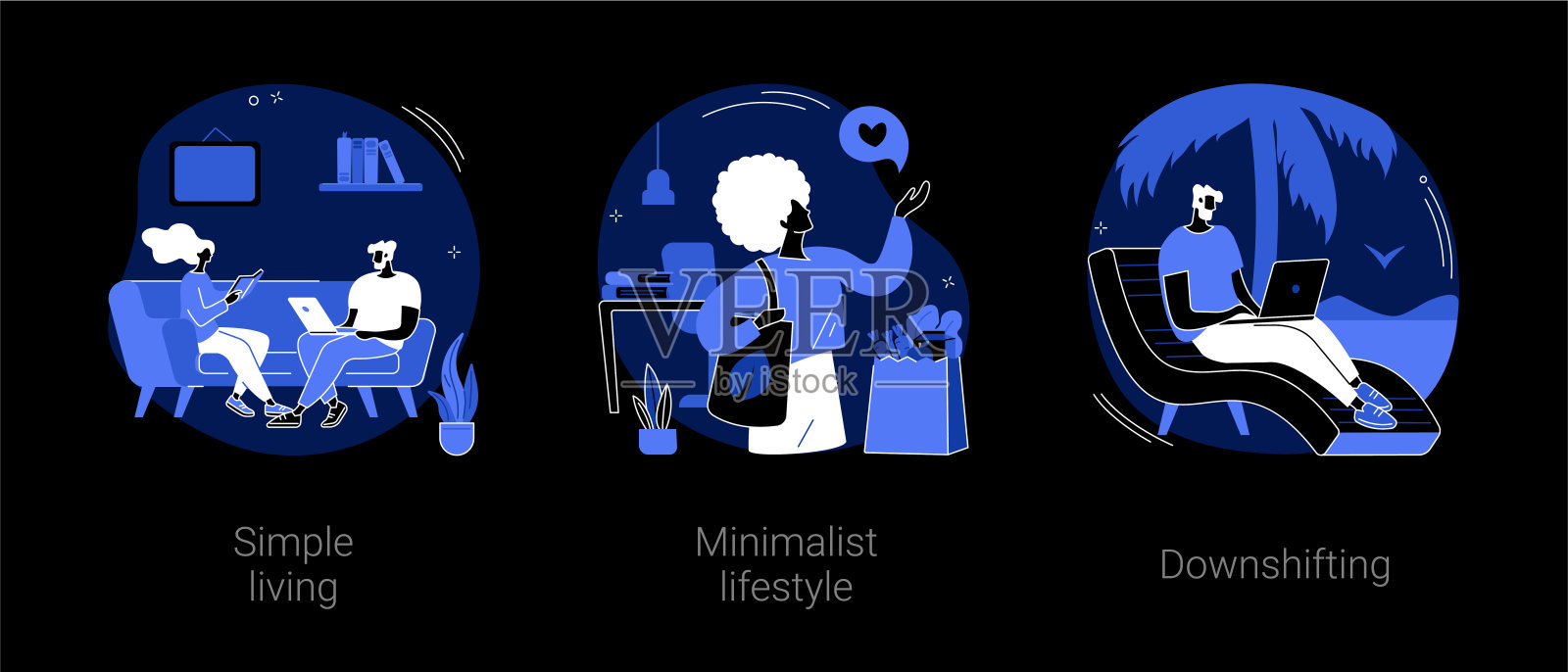 正念的生活方式抽象概念矢量插图。插画图片素材