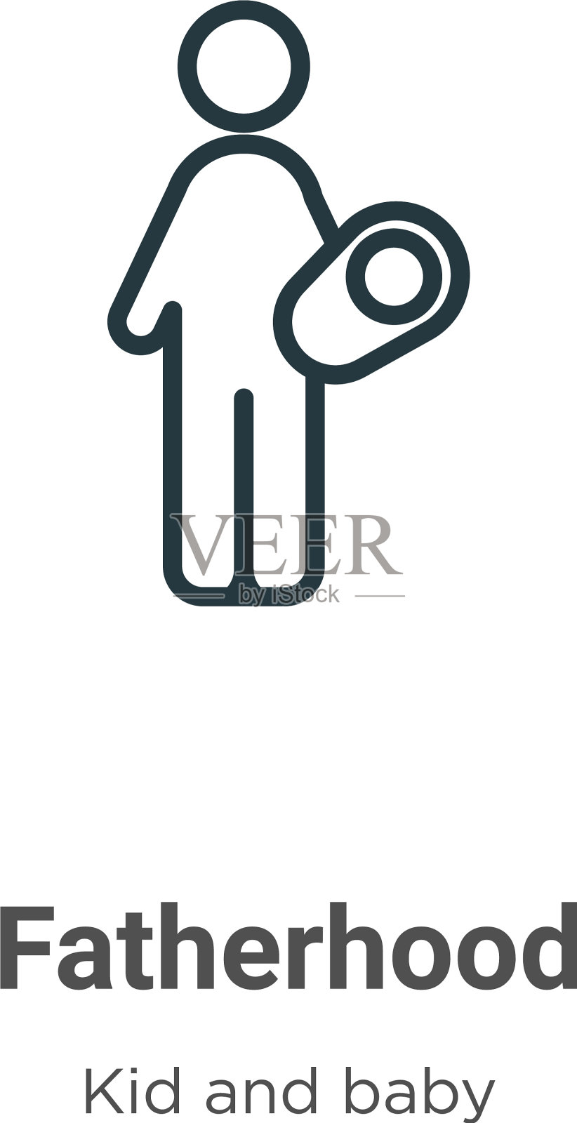 父亲轮廓图标细线黑色图标素材