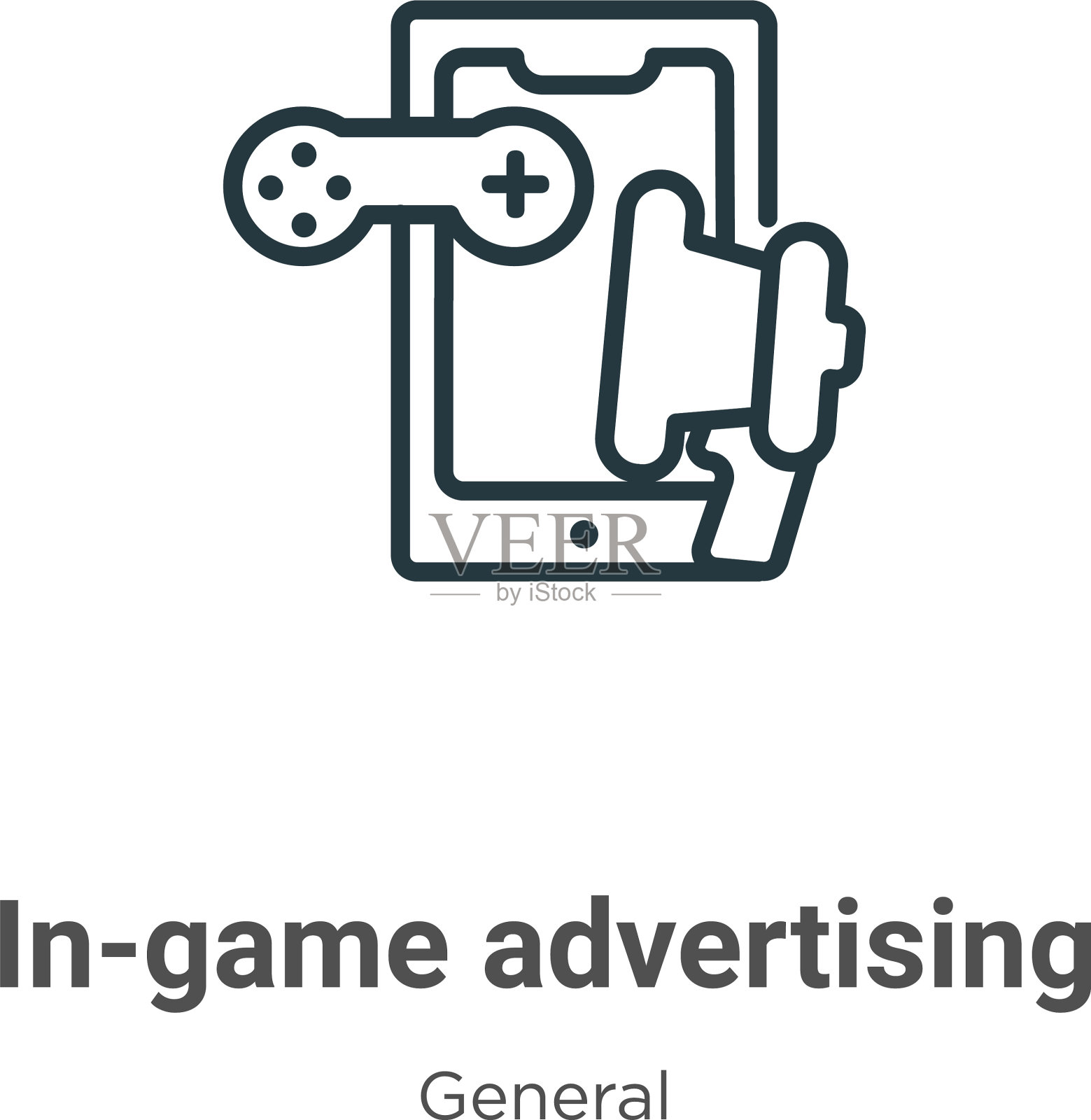 游戏内广告轮廓图标黑线细线插画图片素材