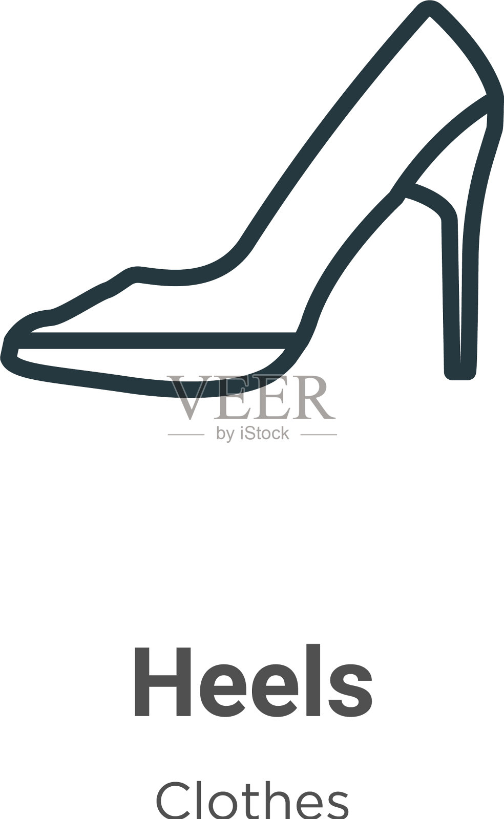 高跟鞋轮廓图标细线黑色高跟鞋图标插画图片素材