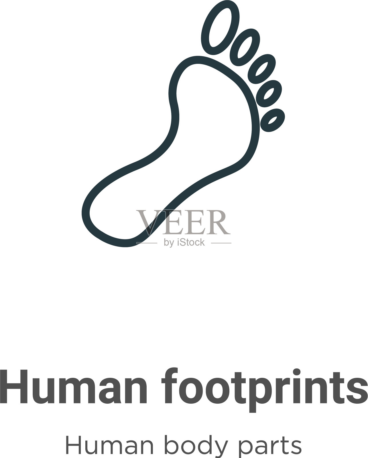 人类脚印轮廓图标细线黑色插画图片素材