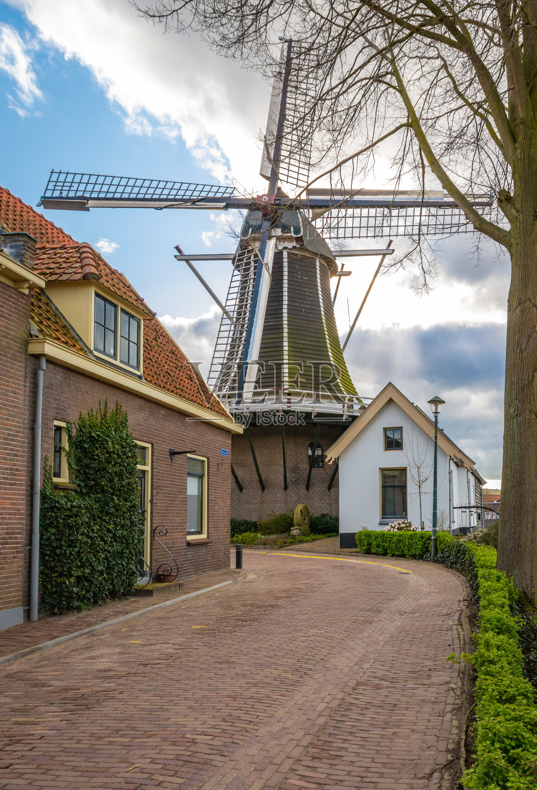 荷兰格尔德兰省哈特姆村，一架名为“De Fortuin”的风车照片摄影图片