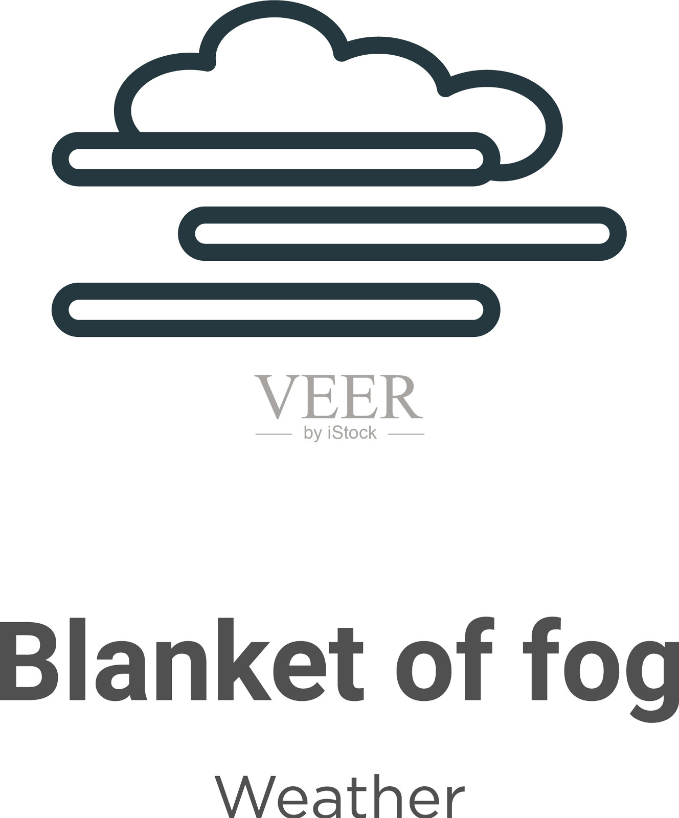 毛毯雾轮廓图标细线黑色插画图片素材