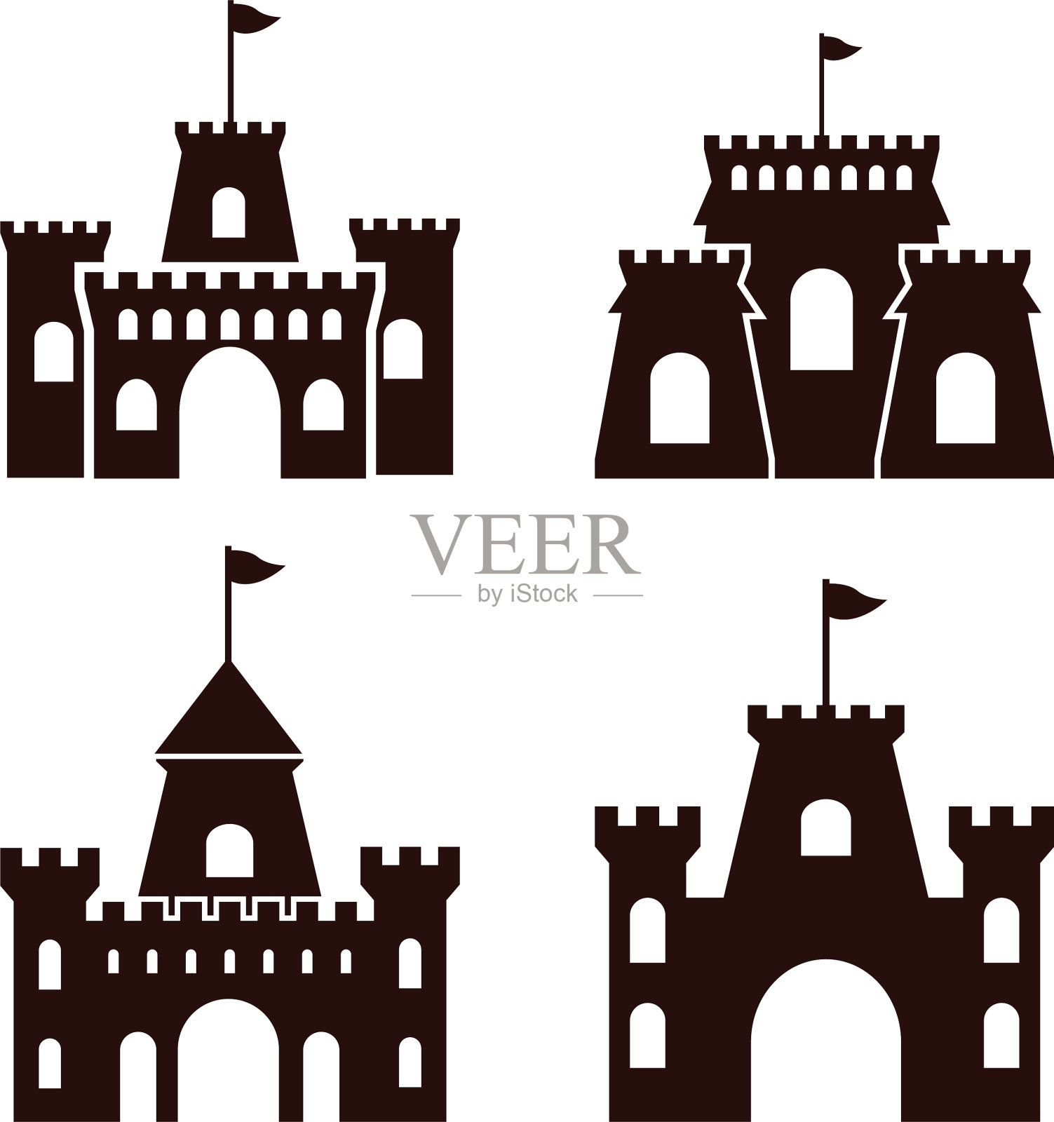 城堡图标设计模板孤立插画图片素材