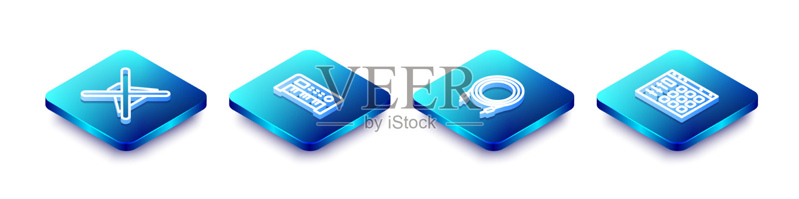 设置等距线扬声器静音音乐合成器图标素材