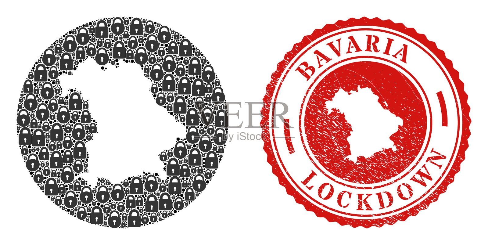 锁定垃圾邮票和锁马赛克减去插画图片素材