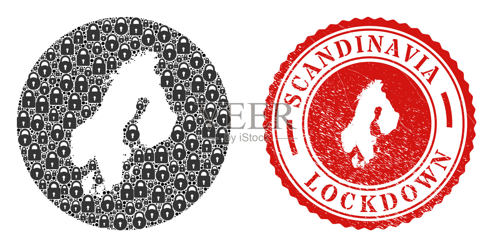 锁定垃圾密封和马赛克减去插画图片素材