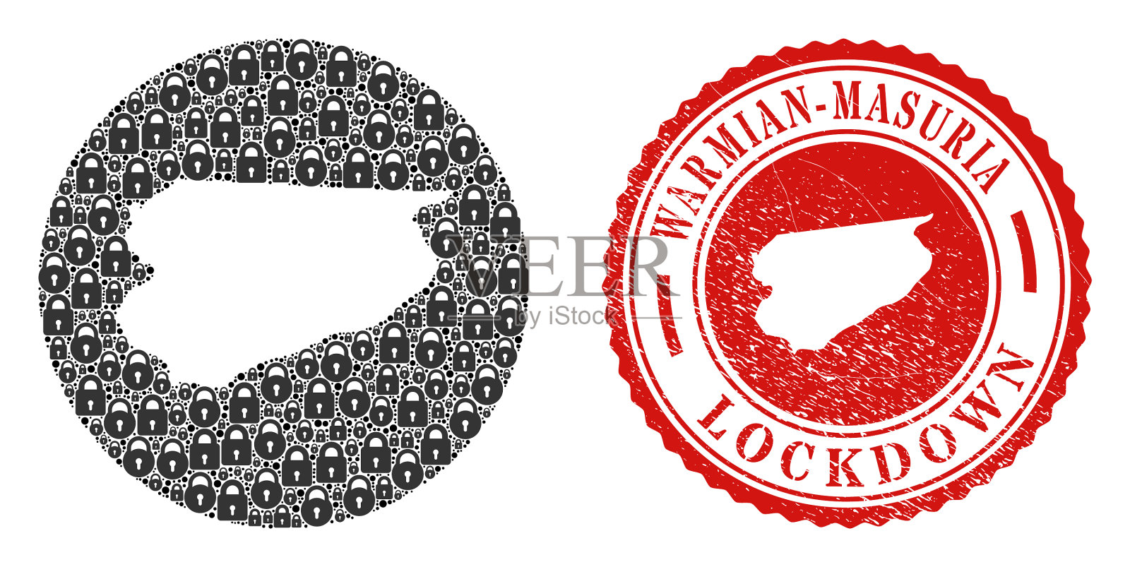 锁定垃圾邮票和马赛克模板插画图片素材