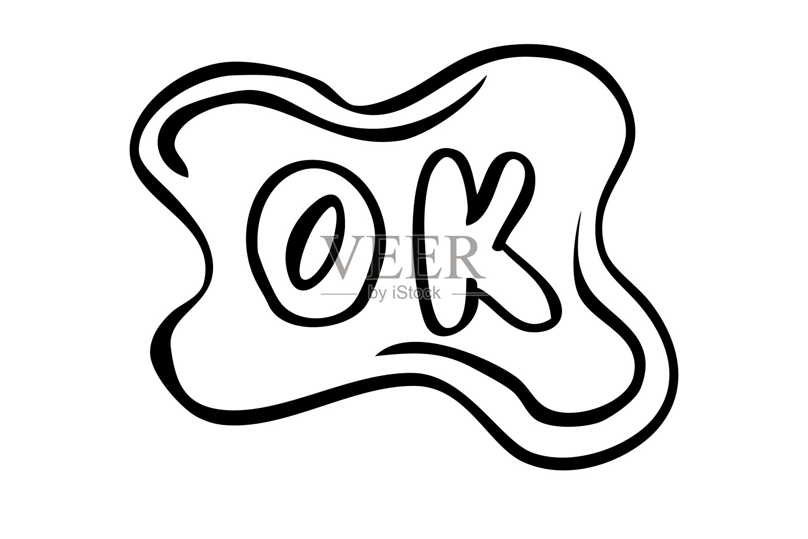 简单的矢量手绘涂鸦草图OK，隔离在白色上插画图片素材