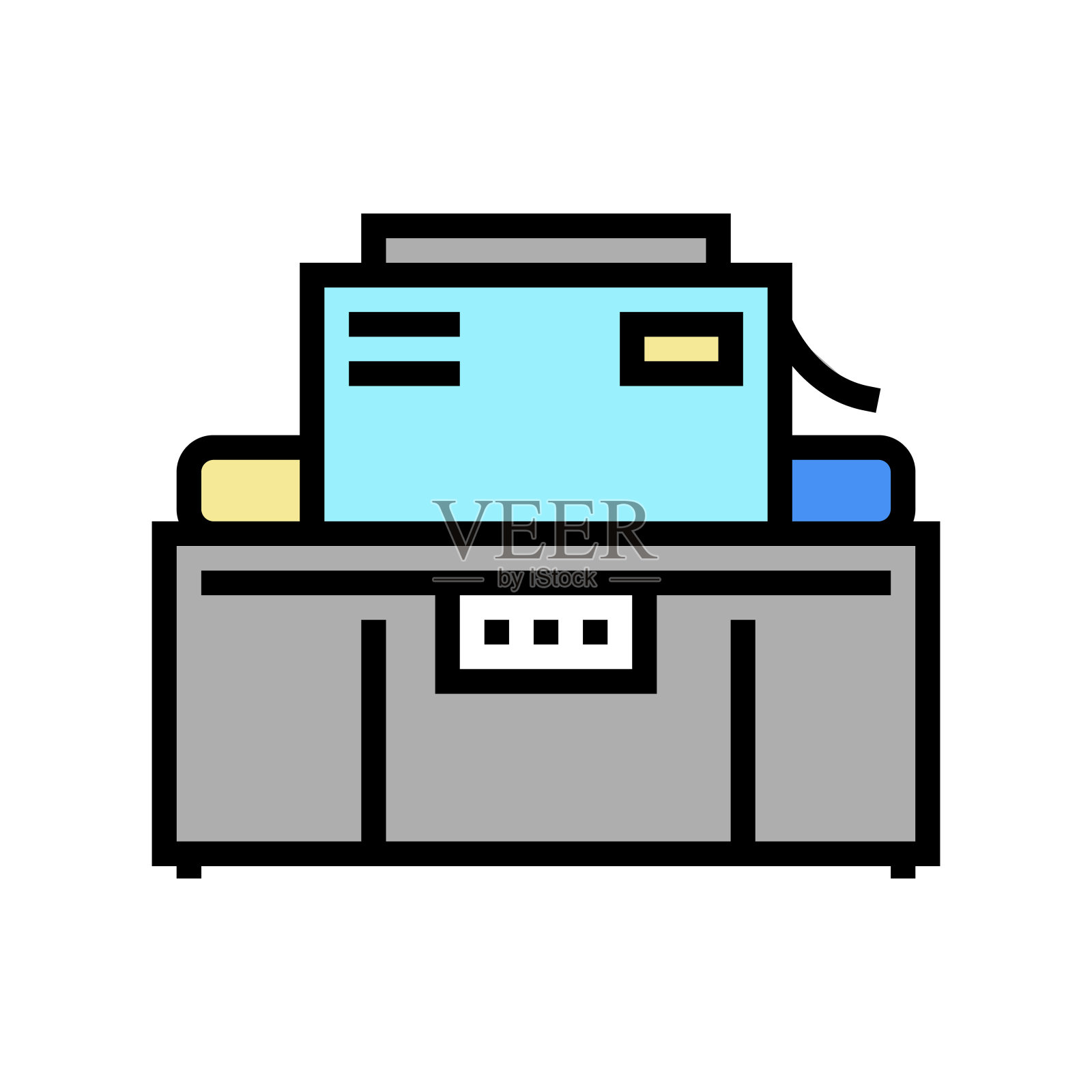 工业机器奶酪生产颜色图标矢量插图插画图片素材