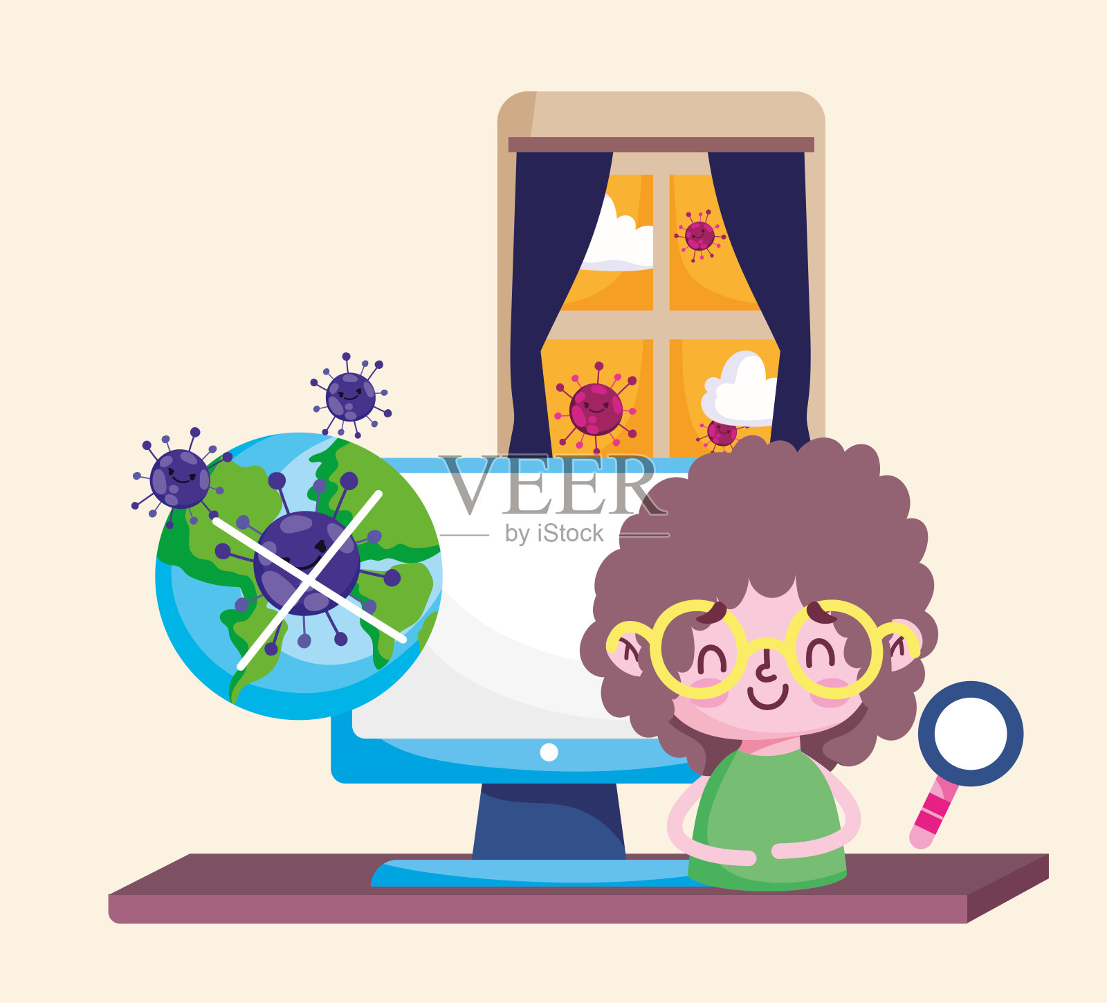 网络教育学生插画图片素材